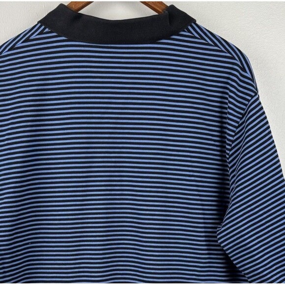 POLO GOLF RALPH LAUREN men’s Blue & Dk Blue Stripe Polo Lrg shirt Pony S/S Pima - Picture 6 of 7